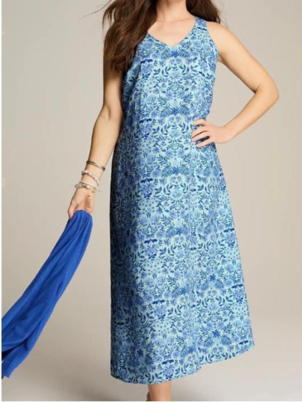 J. Jill Linen Blue Floral Maxi Sleeveless Dress
Coastal Cottage Size Medium